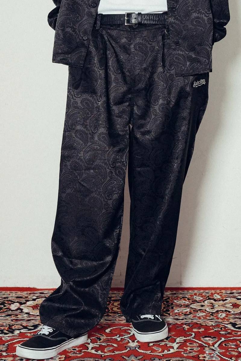 Subciety (サブサエティ) Paisley baggy slacks - Black