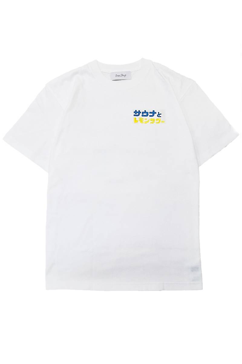 One Drop (ワンドロップ) ふくだ サウナとレモンサワー®刺繍 Tshirt ホワイト