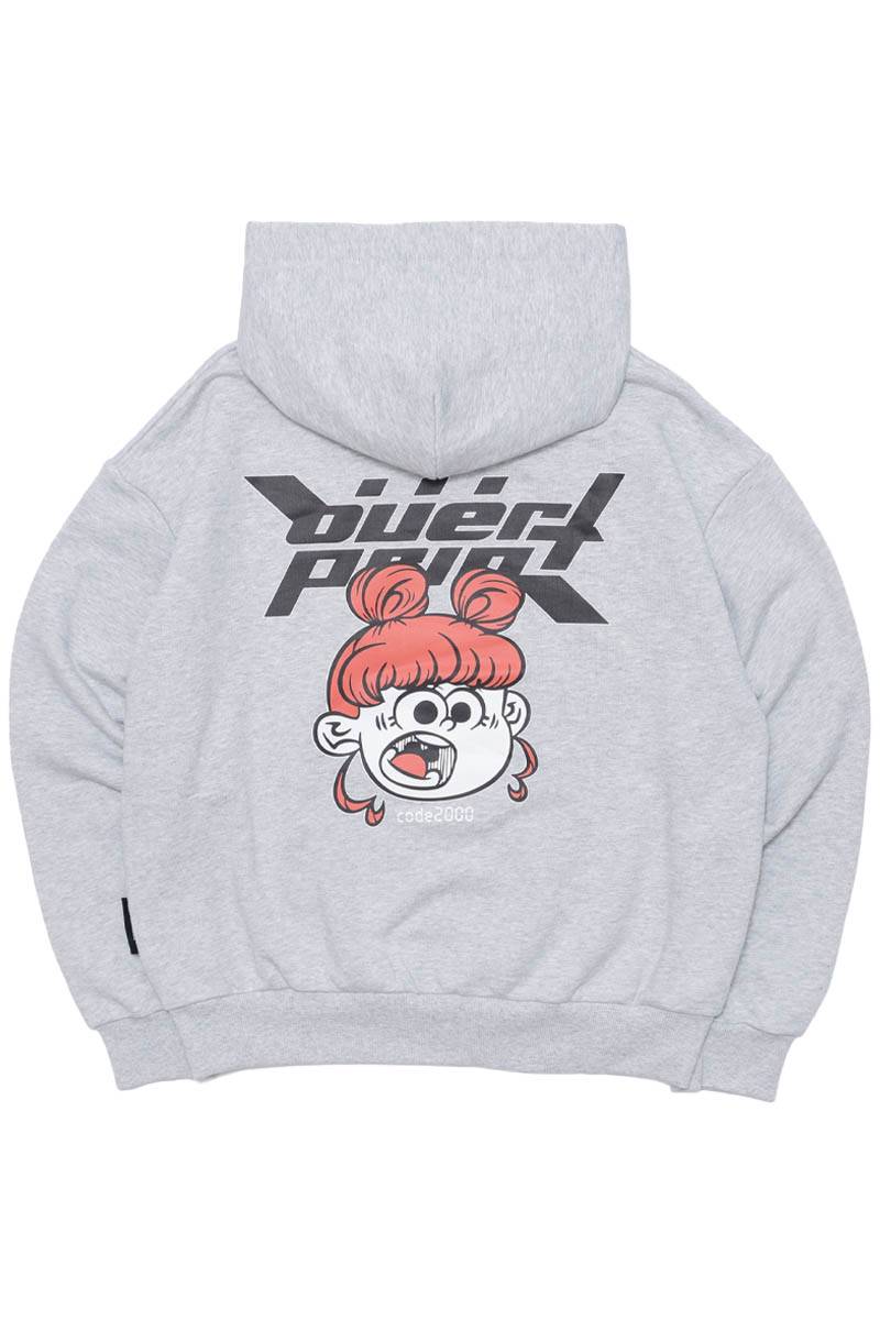 over print (オーバー・プリント) code Hoodie - Ash