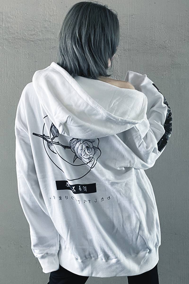 アマツカミ 棘薔薇/Rose Needle Hoodie White