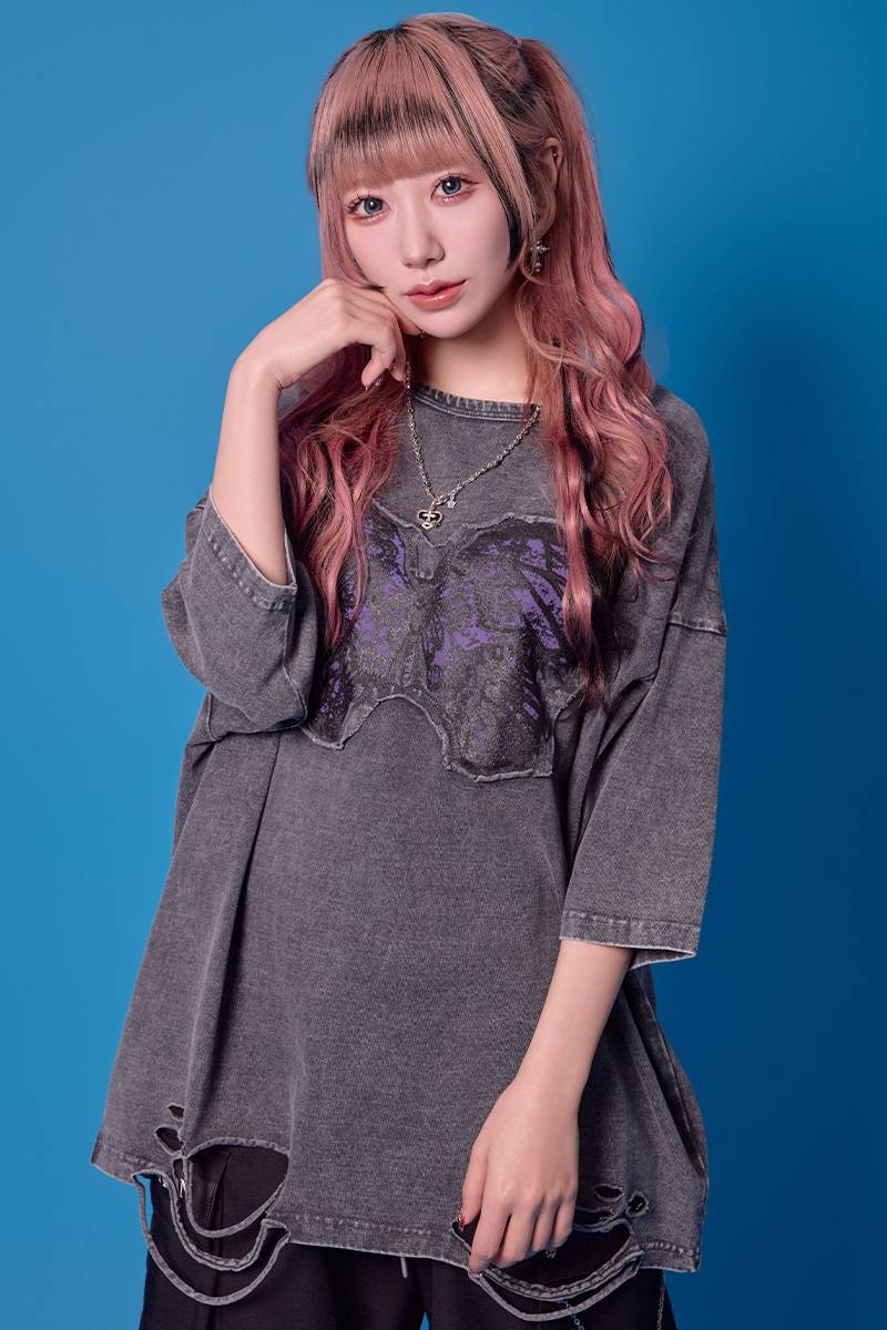 PSYCHO NATION (サイコネーション) ケミカルバタフライ TEE - Gray