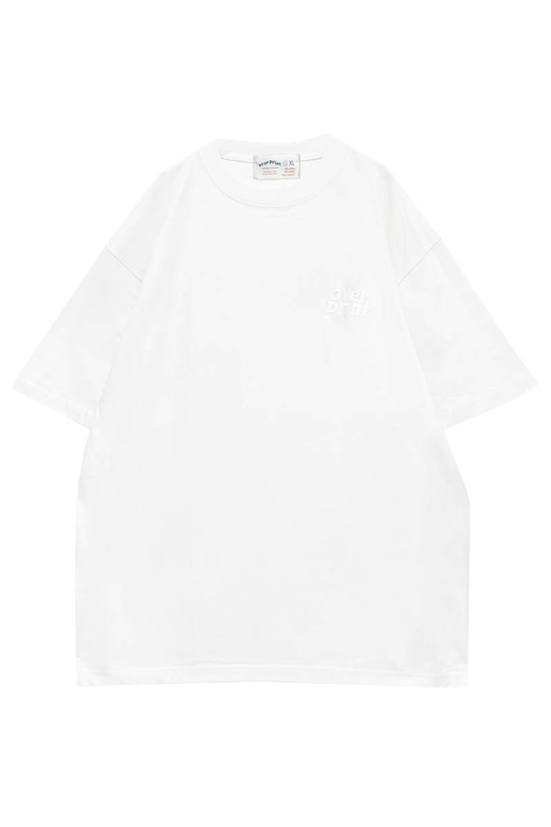 over print (オーバープリント) EMB logo Tee 1 (white)