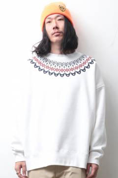 ANIMALIA AN20A-SW06 “BLACKFOOT”  Big silhouette Crew Neck Sweat  WHITE