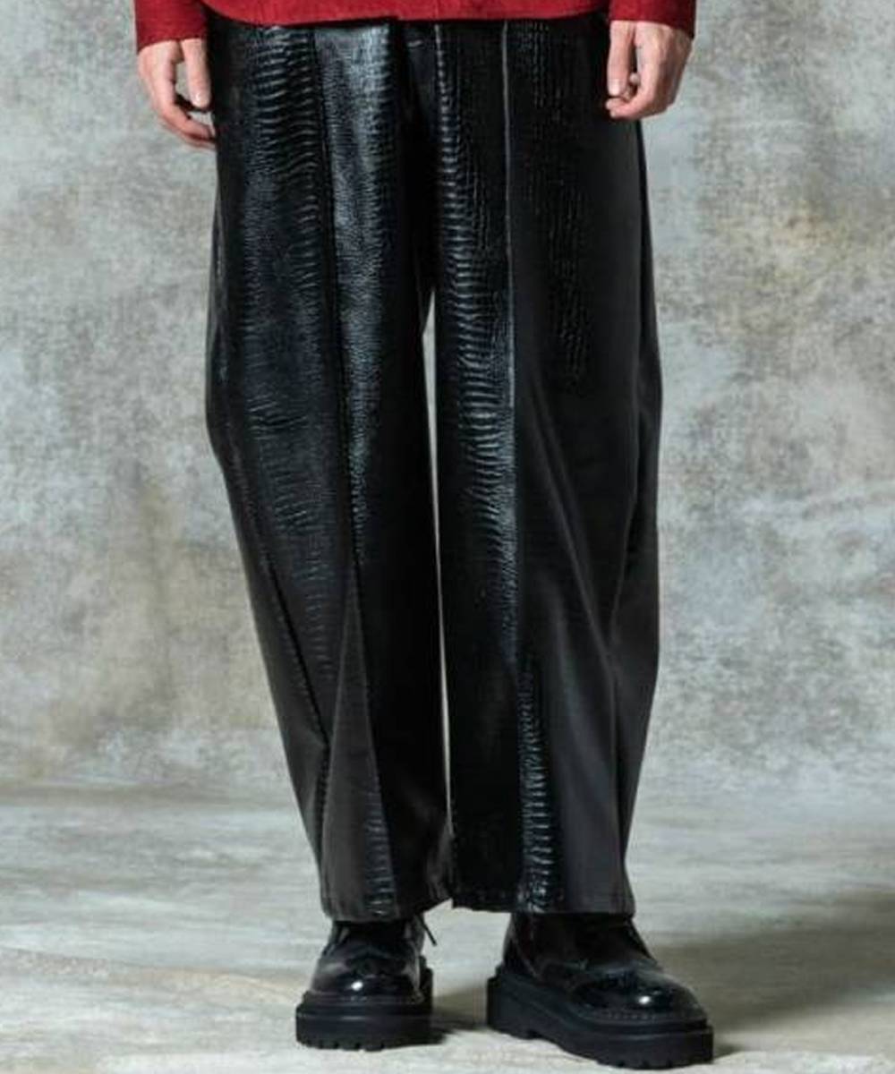【予約商品】glamb(グラム)GB0325/P09 : Synth Leather Baggy Slacks  - Crocodile