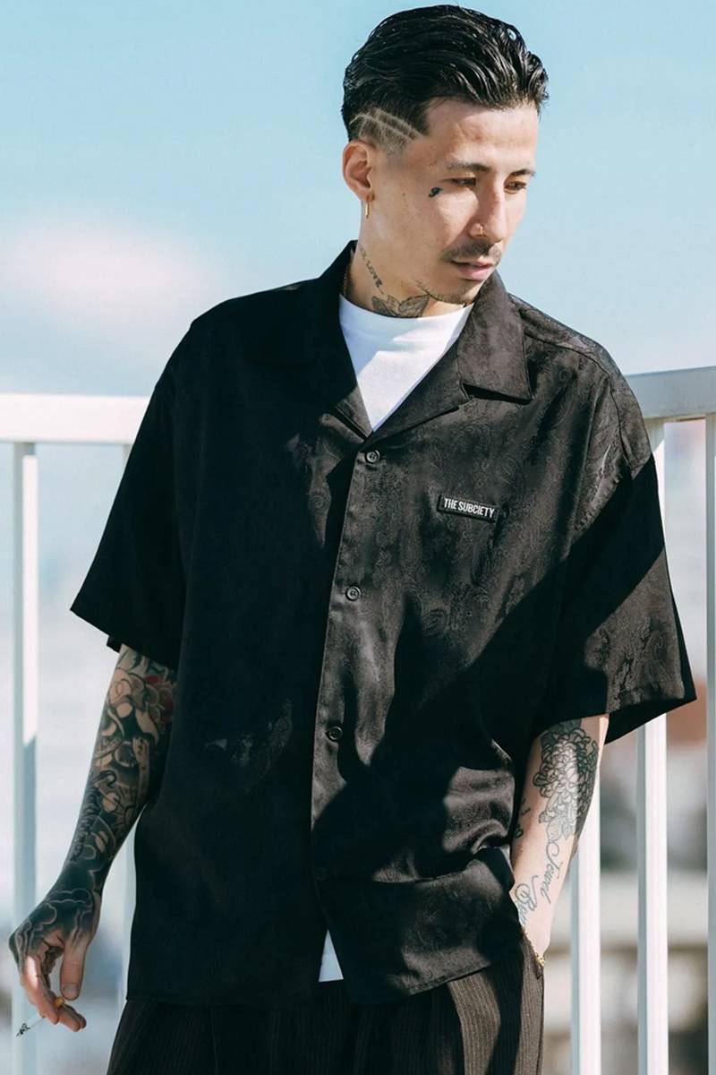 Subciety (サブサエティ) Jacquard paisley shirt - Black