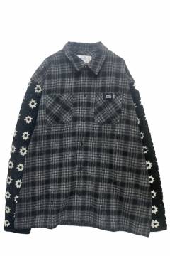 over print(オーバープリント)  Crochet knitting Shirts (black)