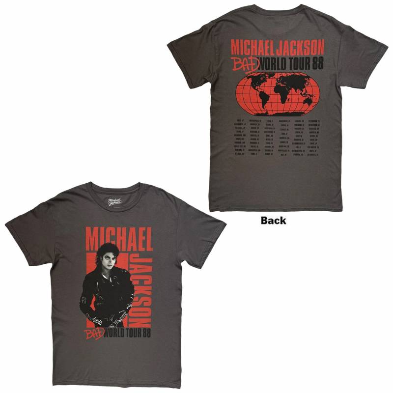 【予約商品】Michael Jackson バンドTシャツ ユニセックス: Bad World Tour '88 (Charcoal Grey)