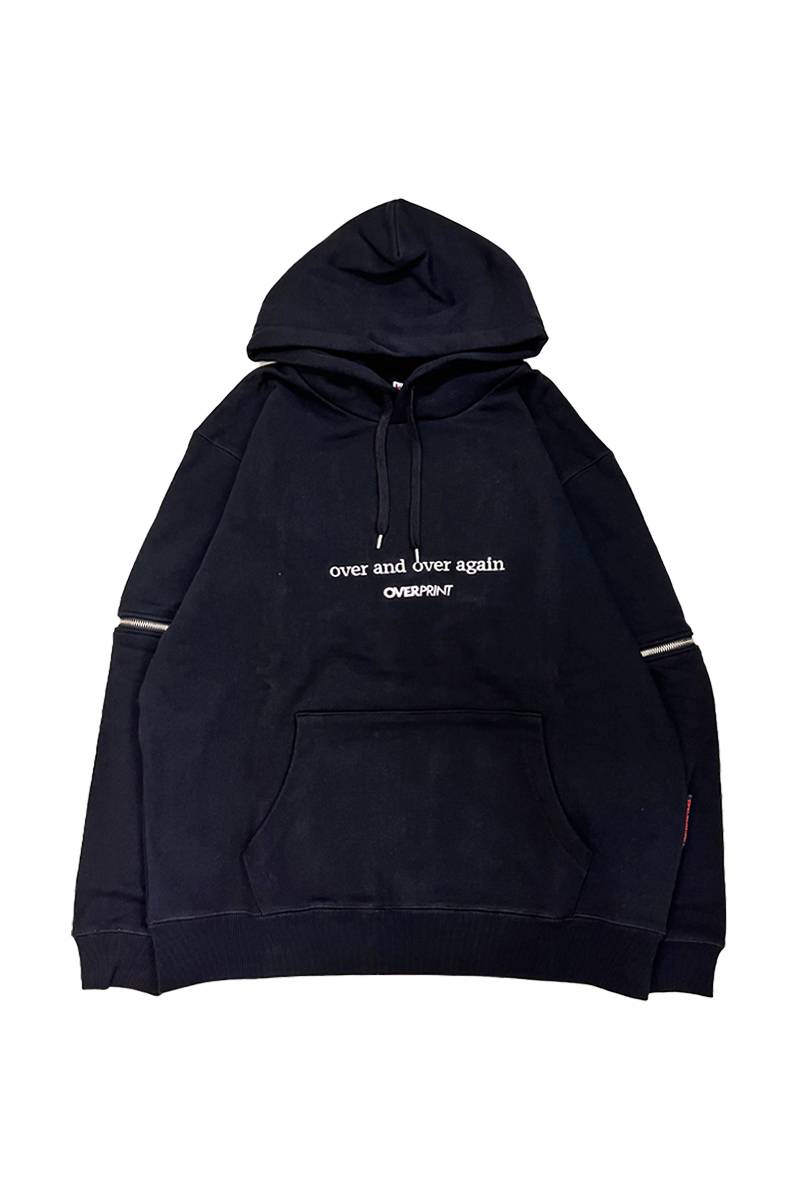 over print (オーバープリント) Arm Zip Hoodie BLACK