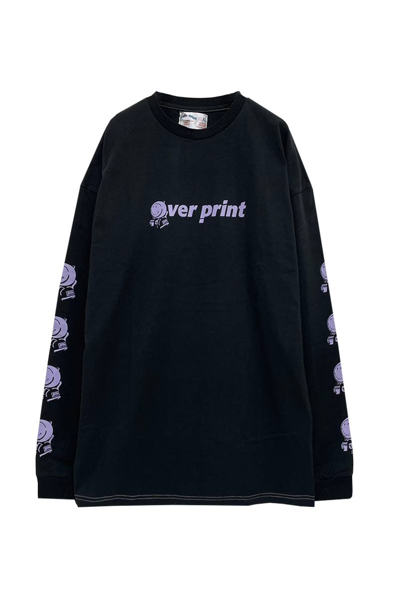 over print (オーバープリント) SMILY FACE LS Tee (black)