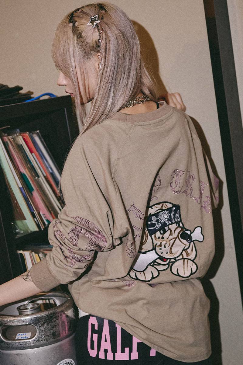 GALFY（ガルフィー）ピカピカ族ロンTEE - GREIGE