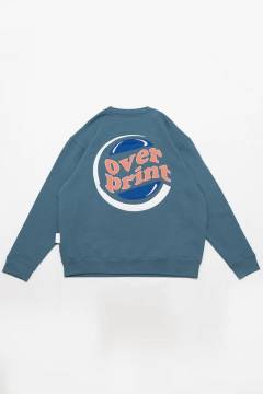over print (オーバープリント) FOOD STAFF sweatshirt blue