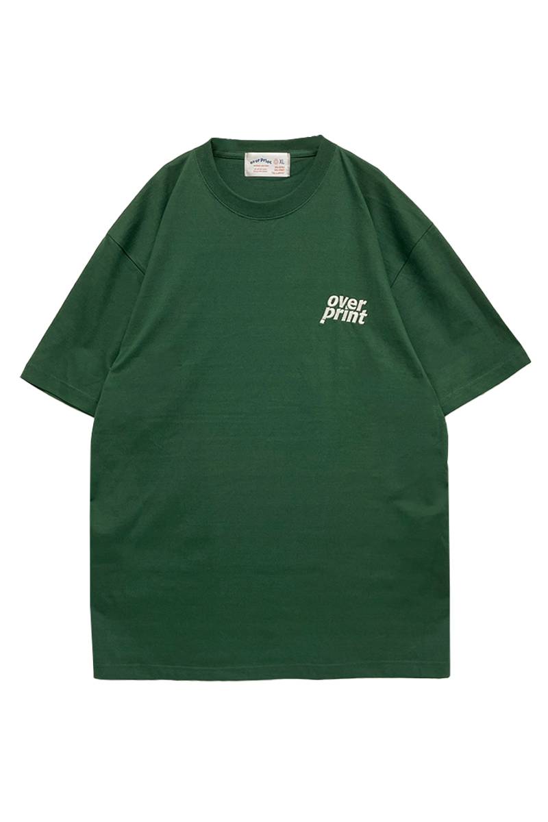 over print (オーバープリント) EMB logo Tee 1 (dark green)
