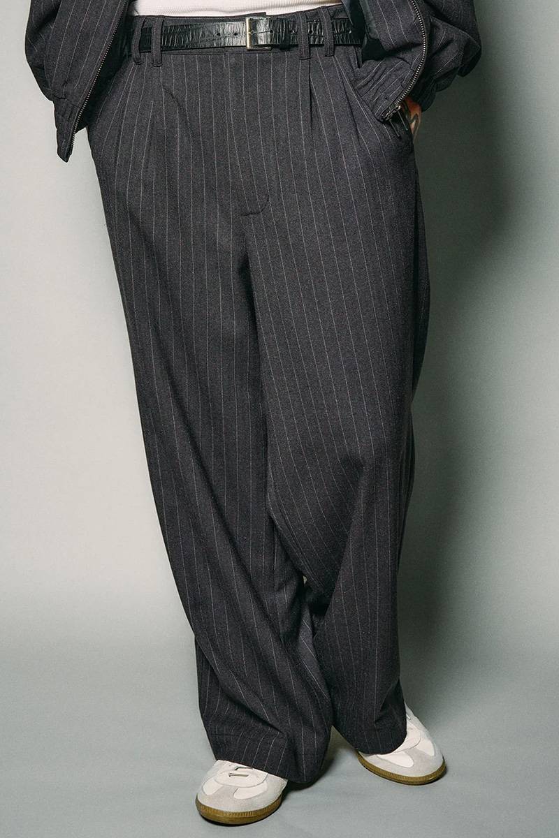 Subciety(サブサエティ) Pinstripe slacks - Black