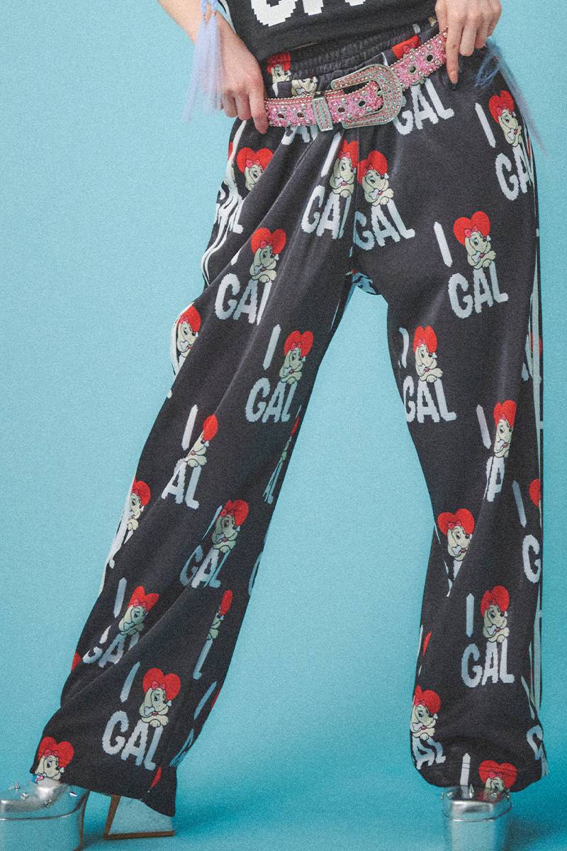 GALFY (ガルフィー)　I♡GAL ジャージパンツ - Black
