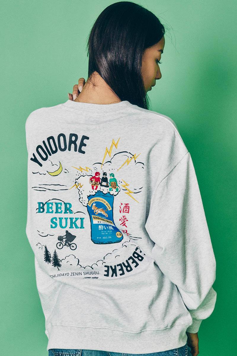 YOIDORE(ヨイドレ) KAMINARISAMAクルー・ネック・スウェット - 杢White