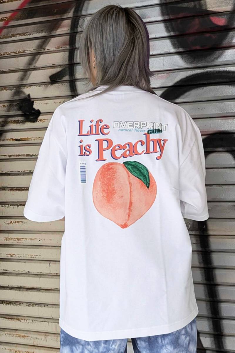 over print (オーバープリント) Peach Tee WHITE