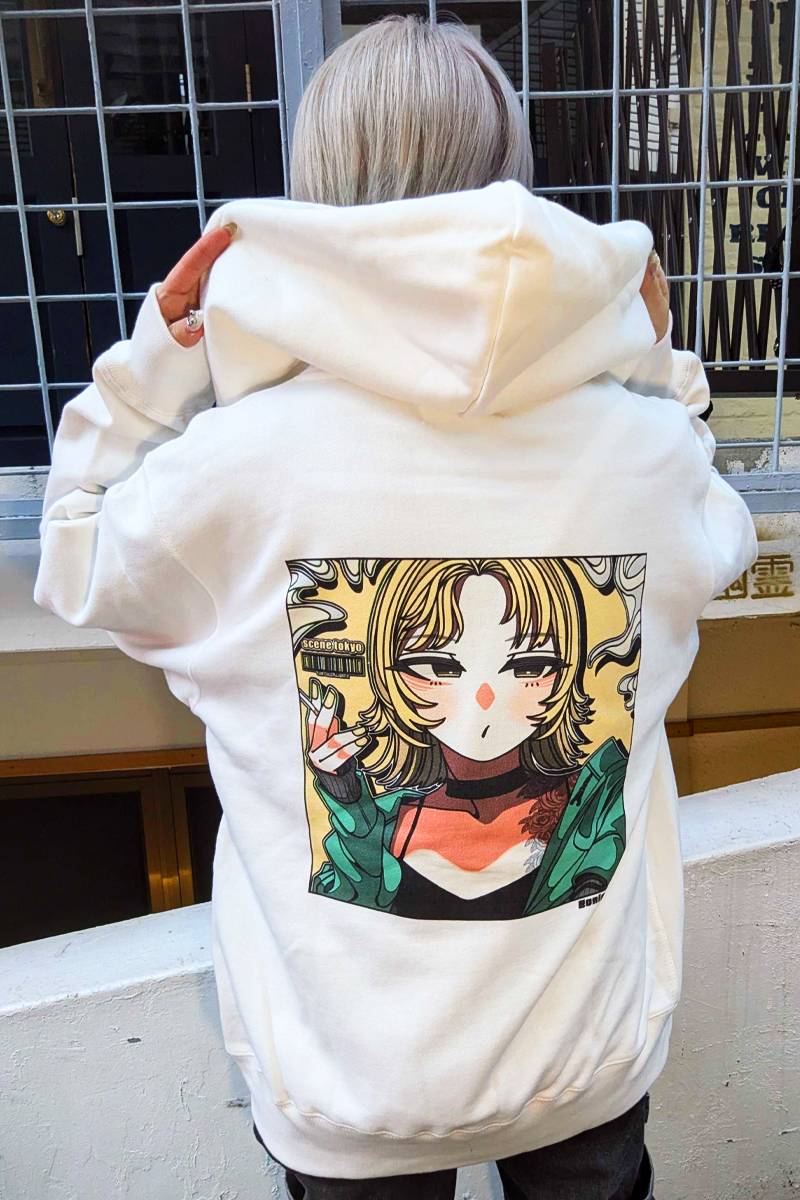 SCENE TOKYO (シーントウキョウ) smoke girl zip hoodie - White