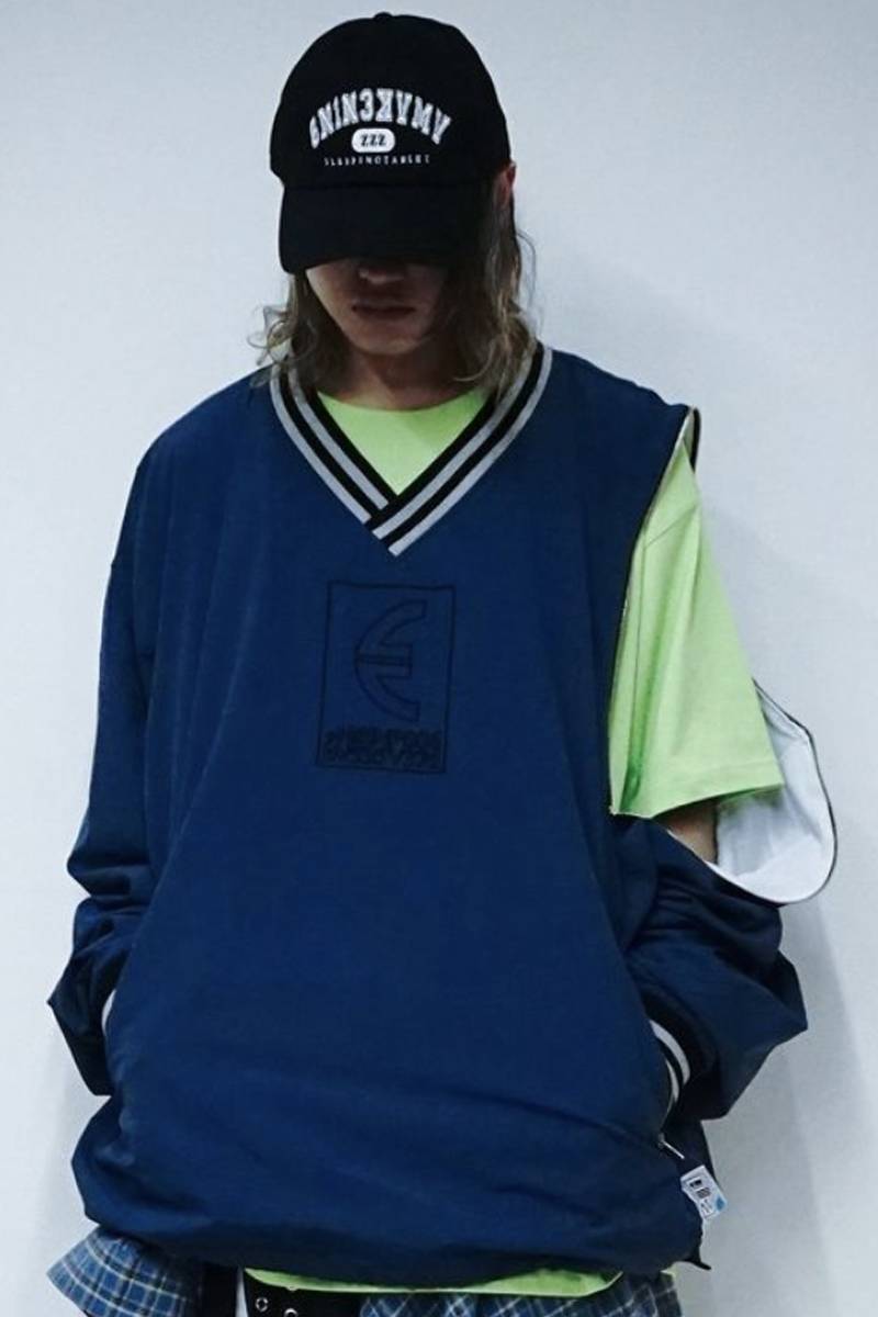 SLEEPING TABLET (スリーピングタブレット) FLAG [ SPLIT NYLON PULLOVER ] - Navy