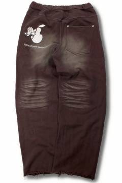 【予約商品】GALFY(ガルフィー)用無しワイドスウェットパンツ - Brown