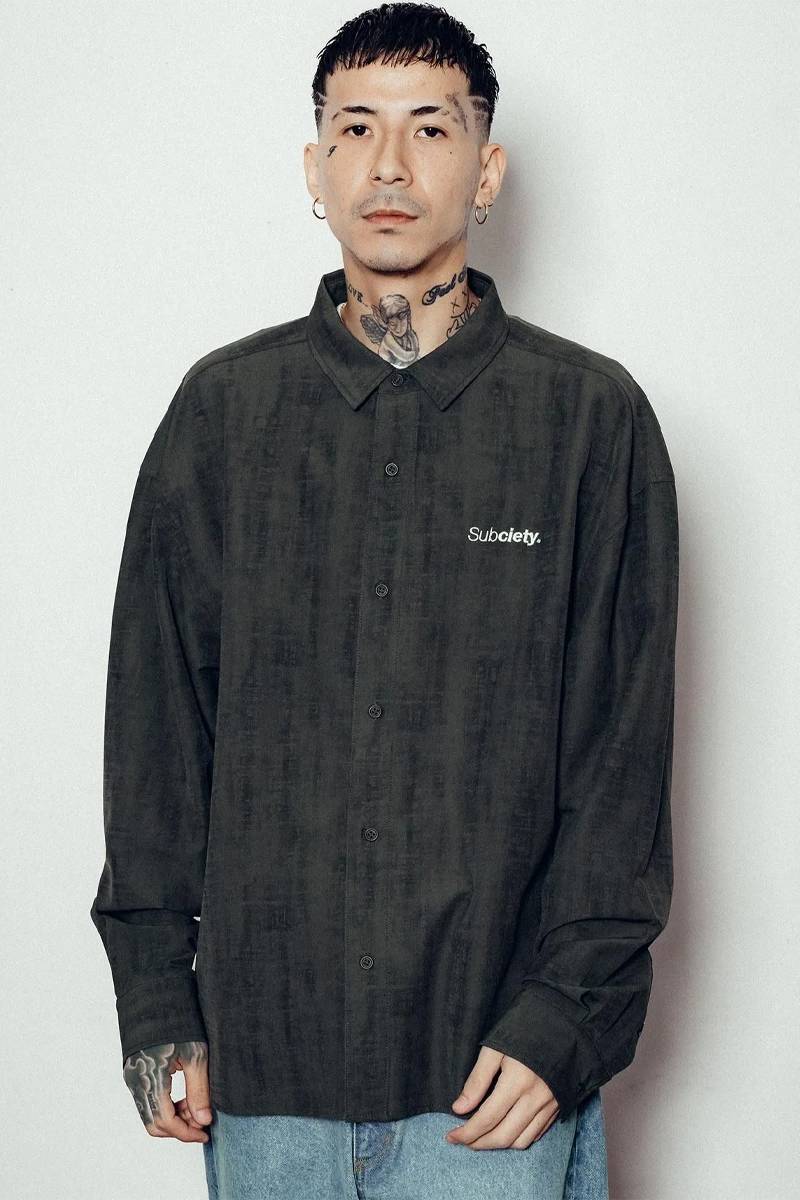 Subciety (サブサエティ) Blurred shirt - Olive