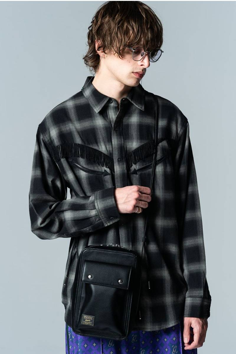 glamb (グラム) Synth Leather Sacoche Bag Black