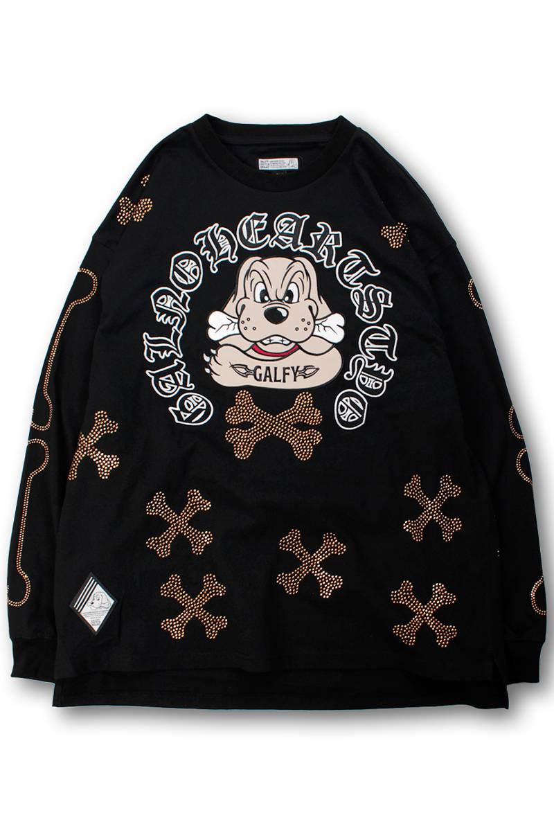 【予約商品】GALFY(ガルフィー) ピカピカ骨骨ロンT - Black