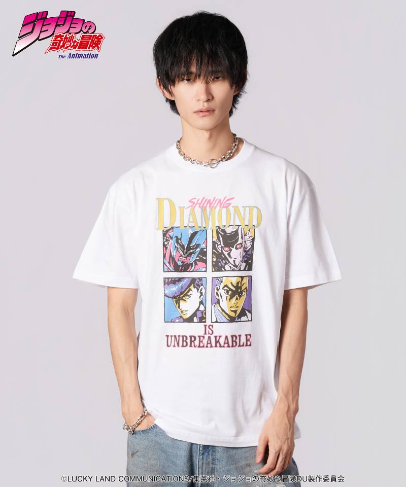 【予約商品】ジョジョの奇妙な冒険xglamb(グラム) Crazy Diamond vs Killer Queen T-shirts - White
