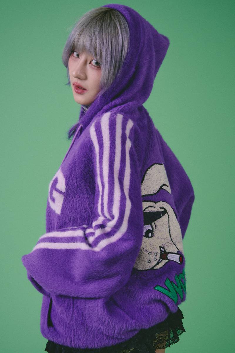 GALFY(ガルフィー) もけもけG！ニットパーカー - PURPLE