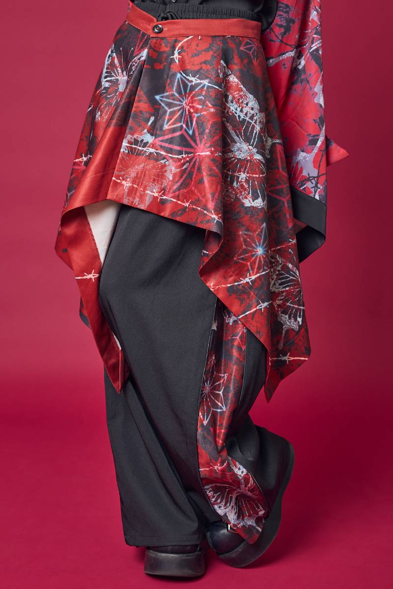 PSYCHO NATION (サイコネーション) スカート付きワイドパンツ BLACK×RED