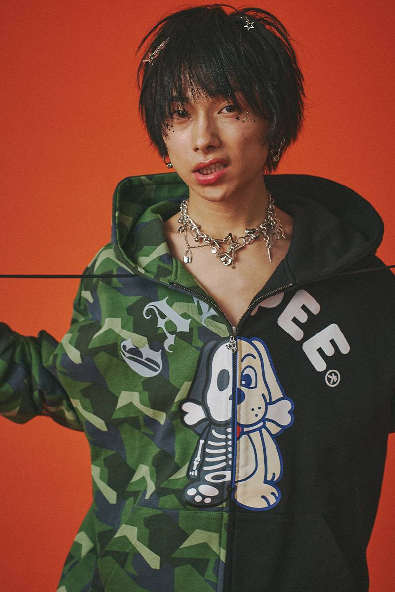 GALFY (ガルフィー) GALPEE ゴーストZIPパーカー - Black × Camo GALFY (ガルフィー) GALPEE ゴーストZIPパーカー - Black × Camo