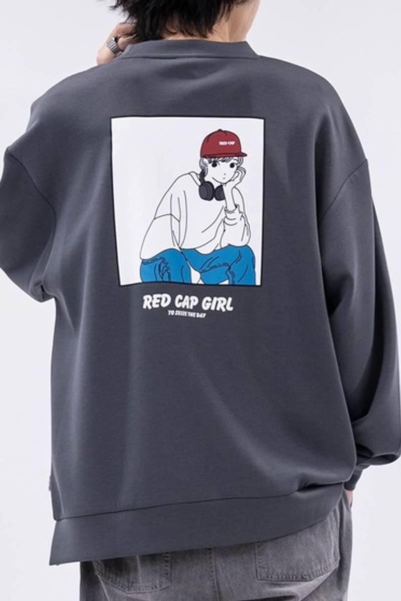 Red Cap Girl(レッド・キャップ・ガール)ダンボールニット ルーズシルエットウェット - Charcoal