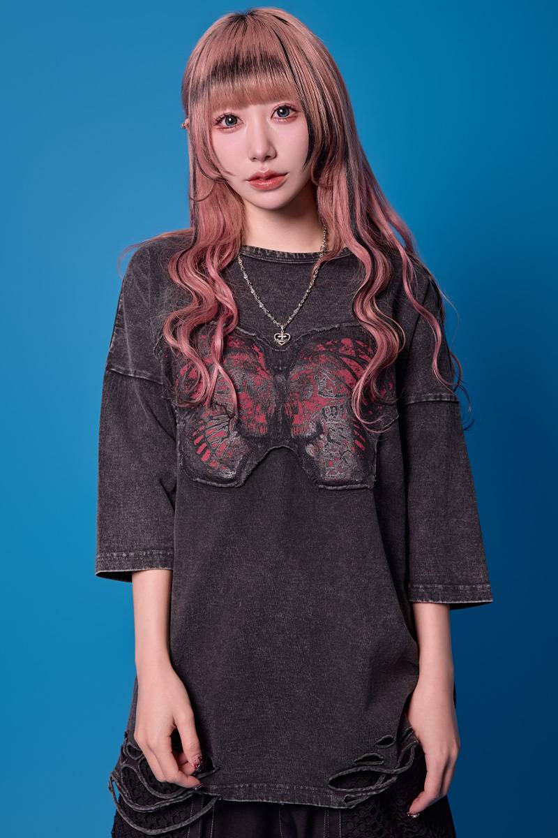 PSYCHO NATION (サイコネーション) ケミカルバタフライ TEE - Black