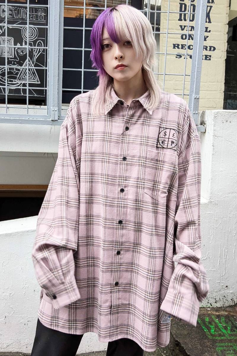 SLEEPING TABLET (スリーピングタブレット) HERETIC [ FLANNEL CHECK SHIRT ] DUSTY PINK