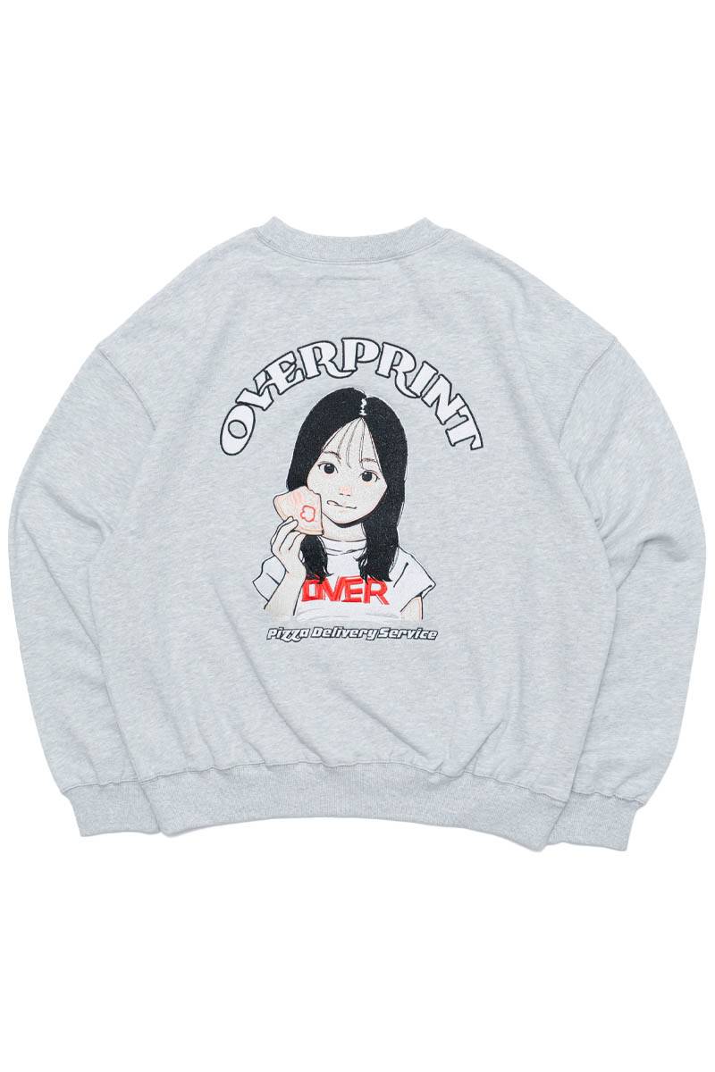 over print (オーバー・プリント) PIZZA Sweatshirts - Ash