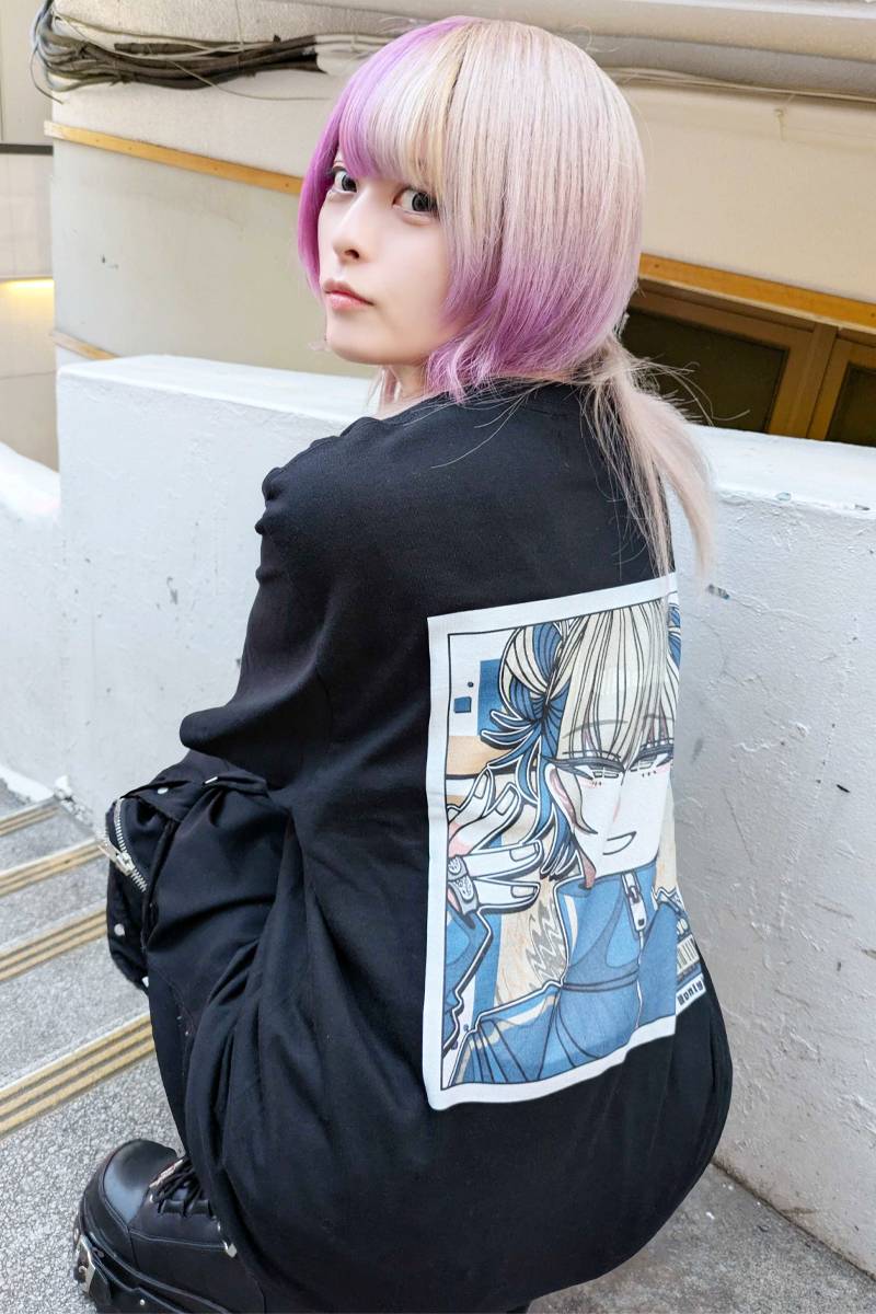 SCENE TOKYO (シーントウキョウ) up hair girl tee - Black