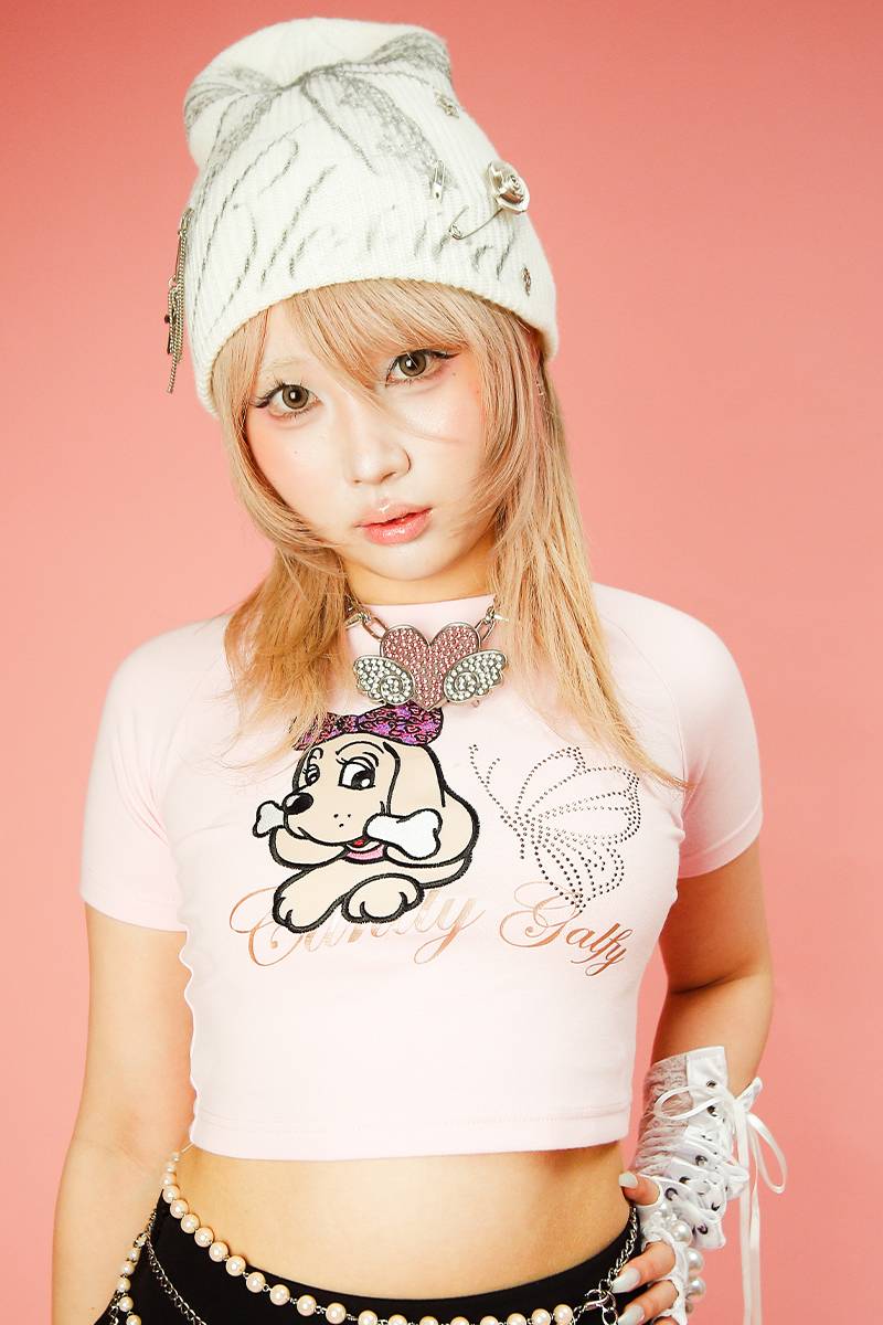 【予約商品】GALFY (ガルフィー) ピカピカギャルちゃん バタフライチビTEE - L.Pink