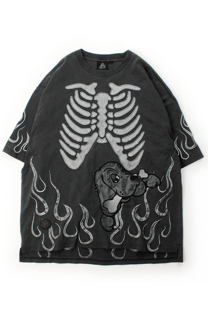 【予約商品】GALFY (ガルフィー) 骨が見えしTシャツ - Ink Black