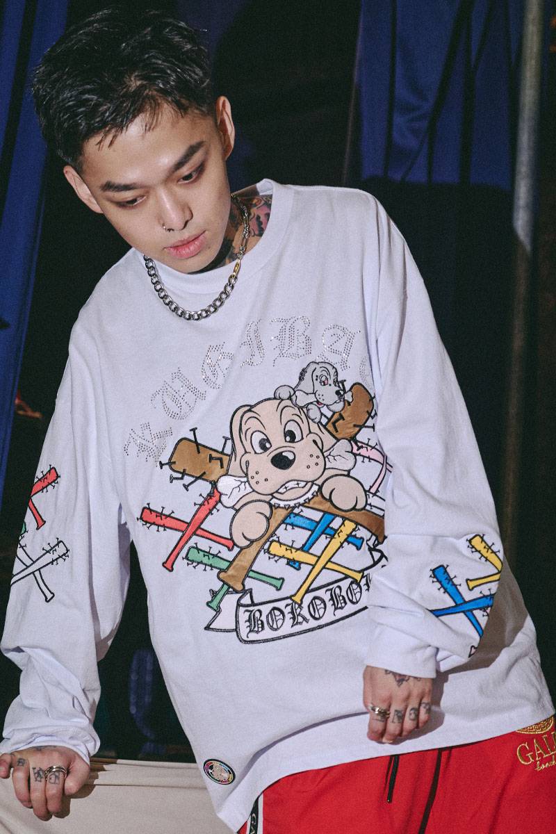 GALFY（ガルフィー）釘バットHEARTSロンTEE - WHITE