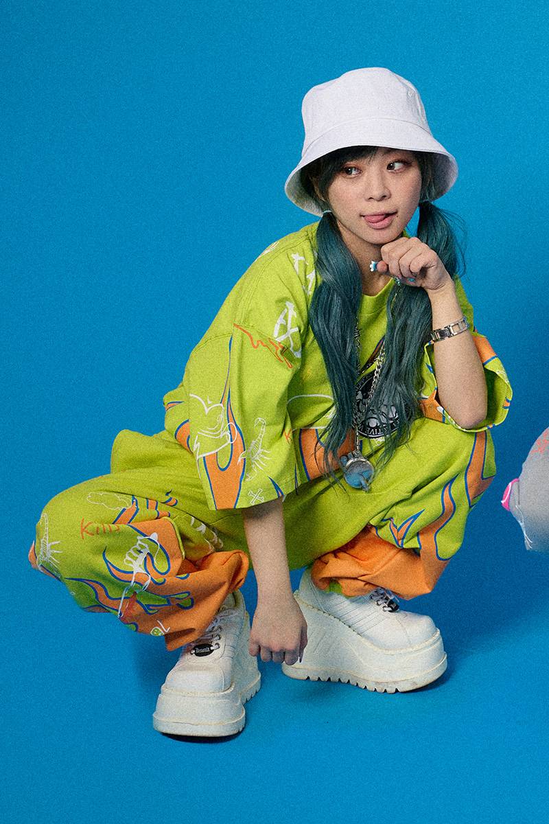 GALFY (ガルフィー) 落書きTシャツ L.GREEN / ロック