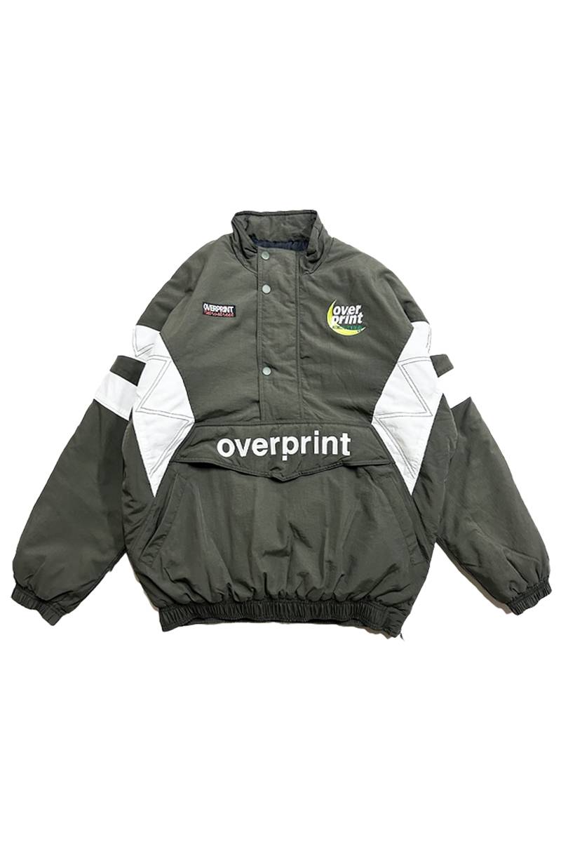 over print (オーバープリント) HALF ZIP STADIUM JKT - Olive