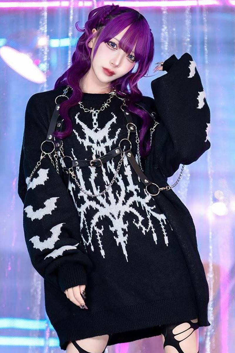 LISTEN FLAVOR (リッスン・フレーバー) 魔界のシャンデリアニット - Black x White