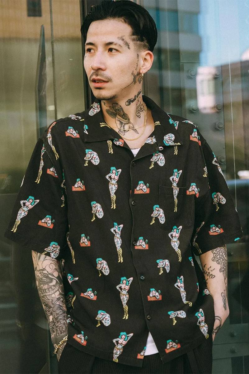 Subciety (サブサエティ) Aloha shirt - Black