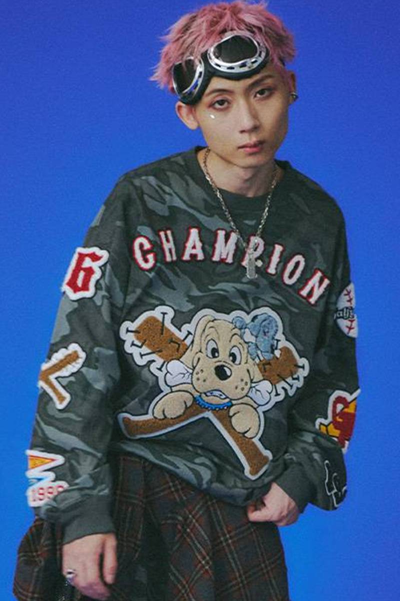 GALFY(ガルフィー)復活わんわん大学ロンT - Camo