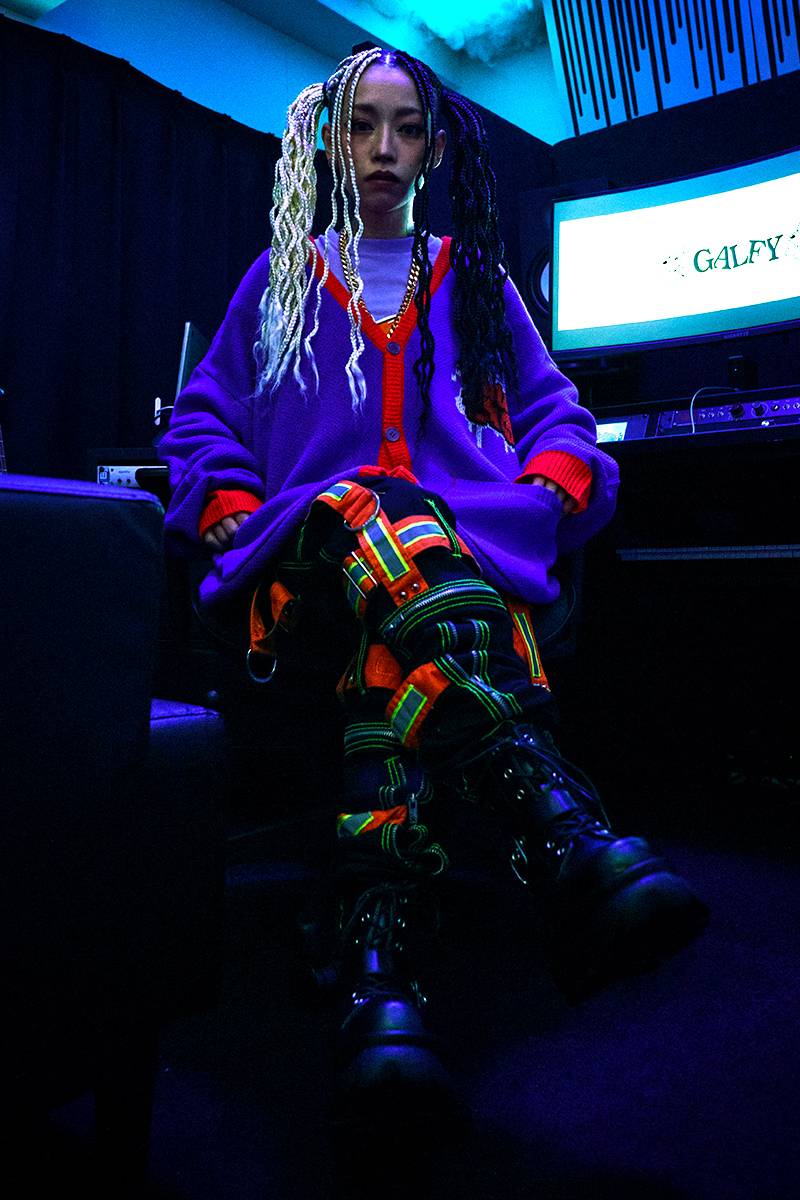 GALFY (ガルフィー) わんわん落書きカーディガン PURPLE