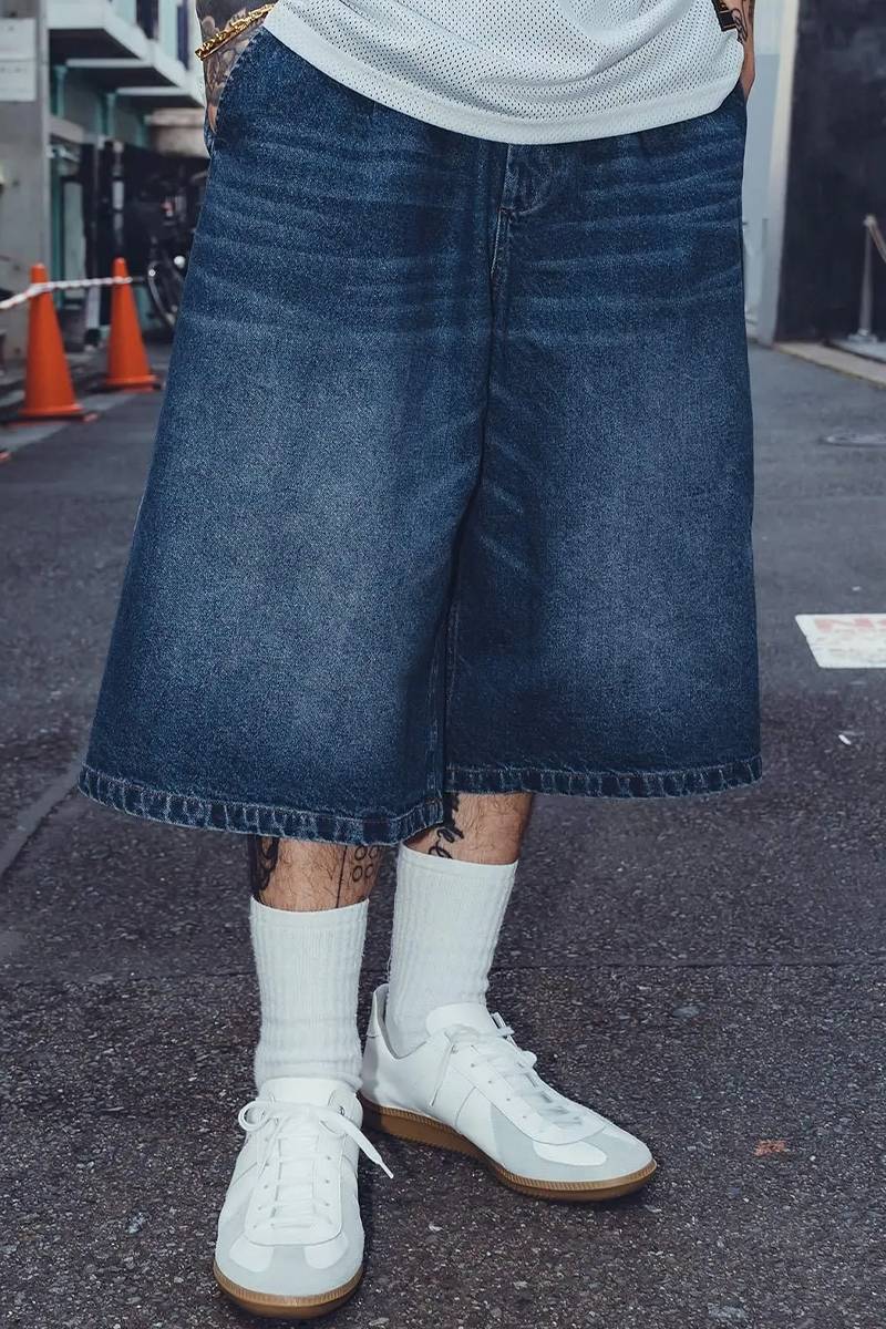 Subciety (サブサエティ) Denim bermuda pants - Indigo