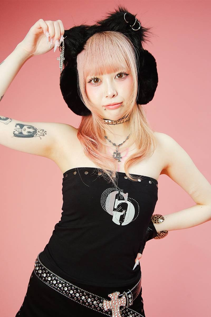 【予約商品】GALFY (ガルフィー) ワルイコ♡チューブトップ - Black
