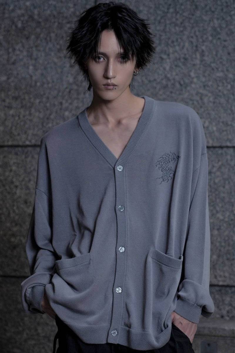 gibous (ギボス) centipede light cardigan gray