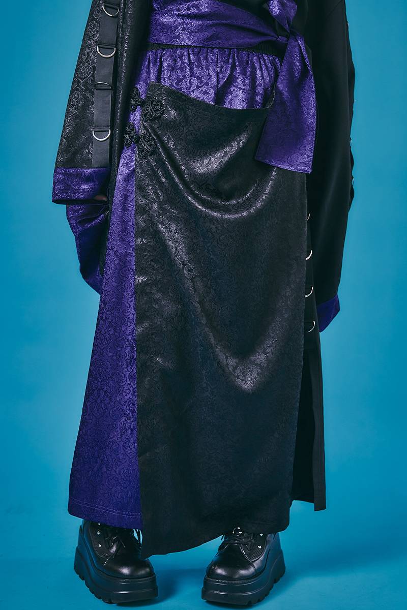 PSYCHO NATION(サイコ・ネーション) 着物風パンツ - Black×Purple