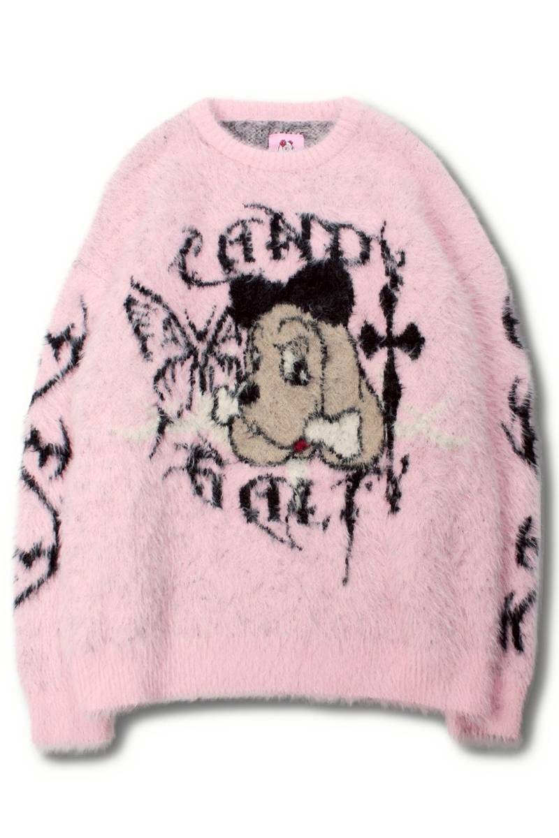 【予約商品】GALFY(ガルフィー) ふわふわダークキャンディーニット - Pink