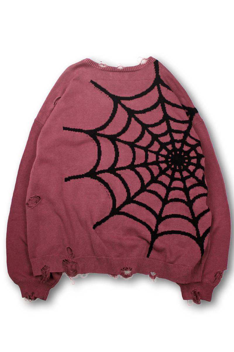 GALFY (ガルフィー) スパイダー染め染めニット RED / ロック GALFY (ガルフィー) スパイダー染め染めニット RED / ロック